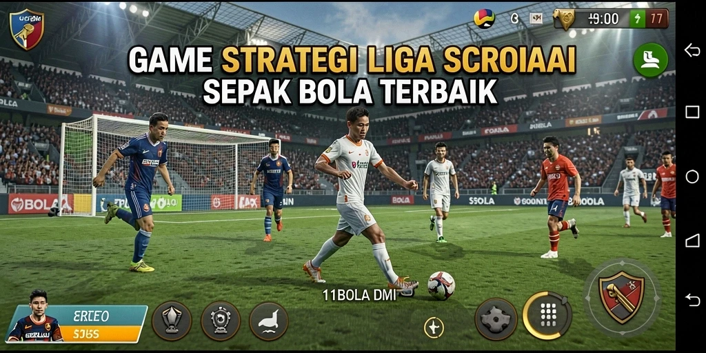 Tampilan gameplay seru dari 11BOLA dengan strategi liga sepak bola.