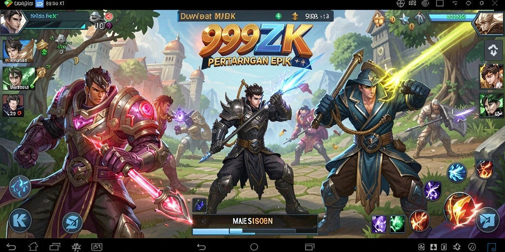 Tampilan gameplay MOBA yang intens dan mendebarkan di 999ZK.