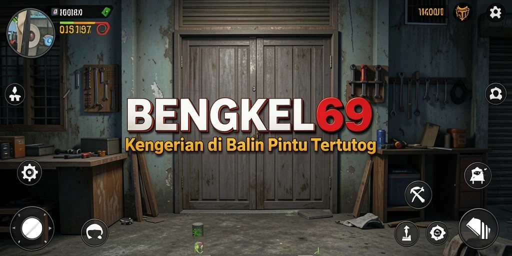 Screenshot gameplay BENGKEL69 yang menunjukkan suasana horor yang menegangkan.