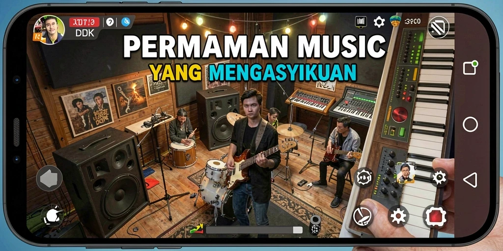 Gameplay DKK menampilkan interaksi seru dengan berbagai lagu.