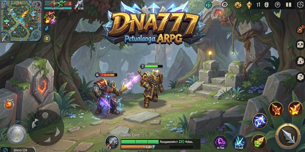 Screenshot gameplay menunjukkan aksi pertarungan seru di dunia ARPG.