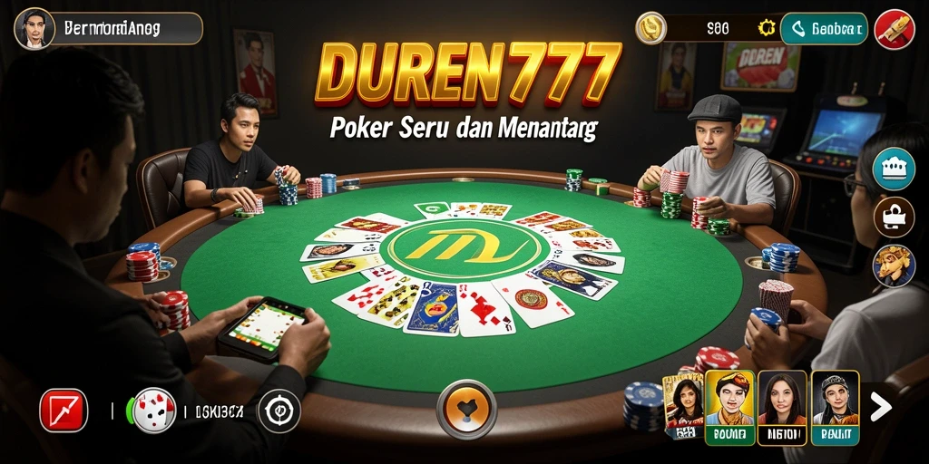 Tangkapan layar DUREN777 menampilkan aksi intens permainan Poker.
