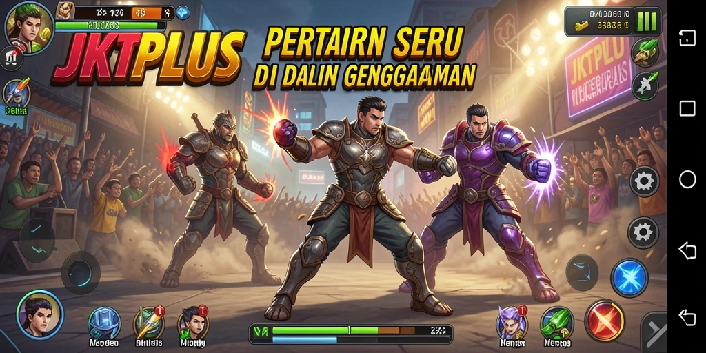Tampilan gameplay JKTPLUS yang mendebarkan saat pertarungan berlangsung.