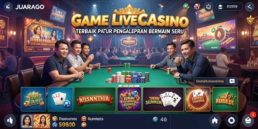 Screenshot gameplay JUARAGO menampilkan suasana seru game Live Casino.