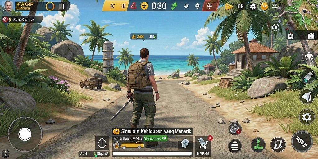 Tampilan menawan dari gameplay KAKRP yang penuh warna.