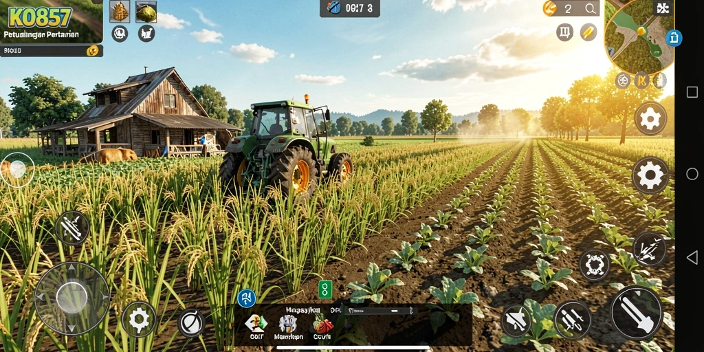 Tampilan gameplay menarik dari KO857 dengan aktivitas bertani.