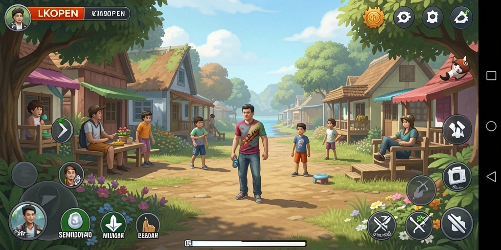 Tampilan gameplay LKOPEN dengan interaksi karakter yang dinamis.