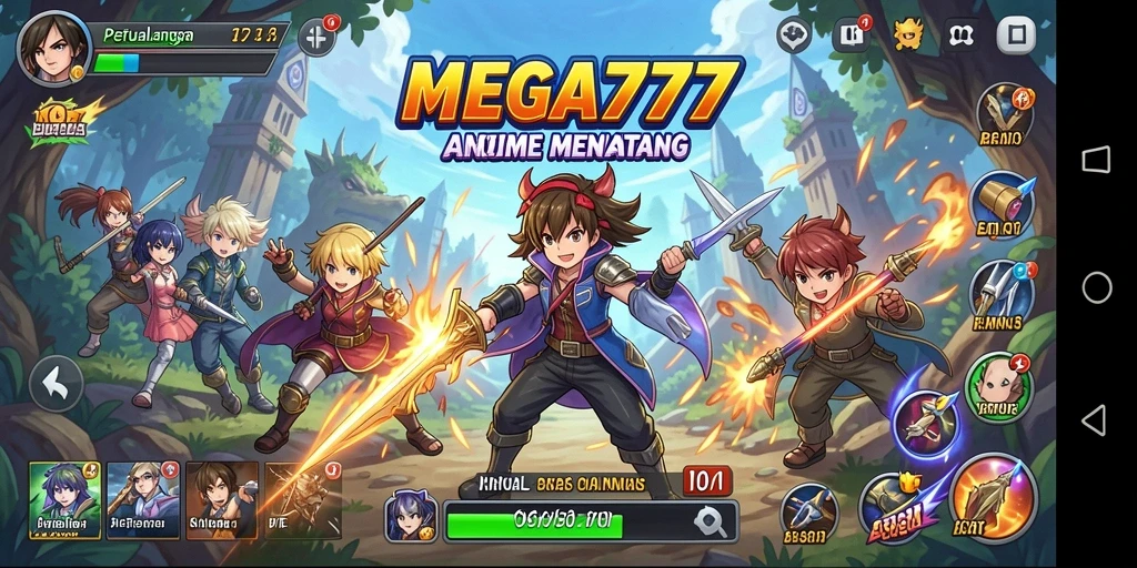 Tampilan gameplay seru dengan karakter anime pilihan.