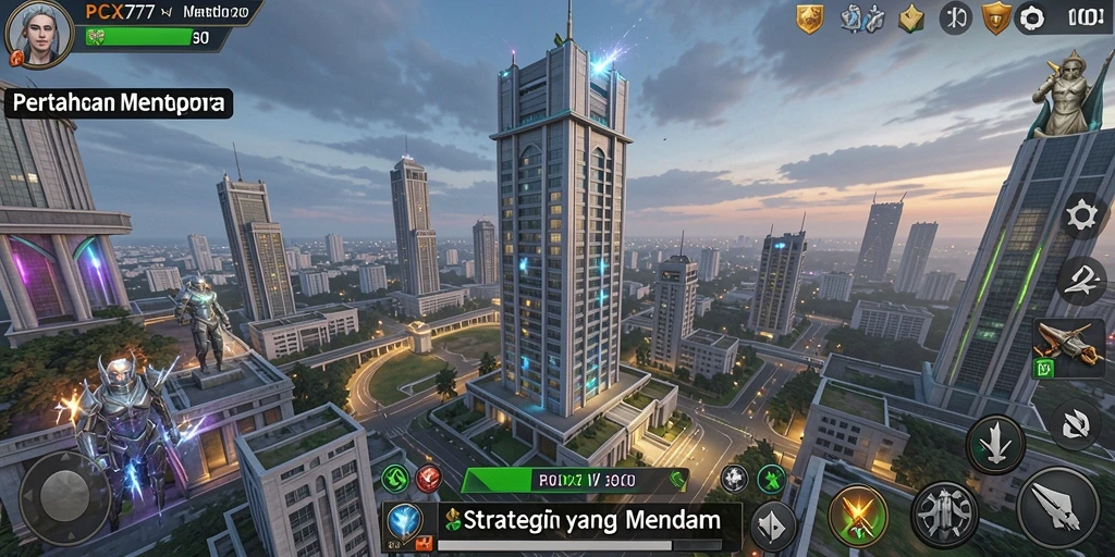 Tampilan gameplay Tower Defense yang epik di PCX777.