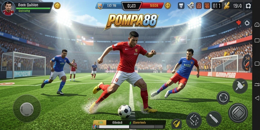 Screenshot POMPA88 menampilkan aksi seru dalam pertandingan olahraga.