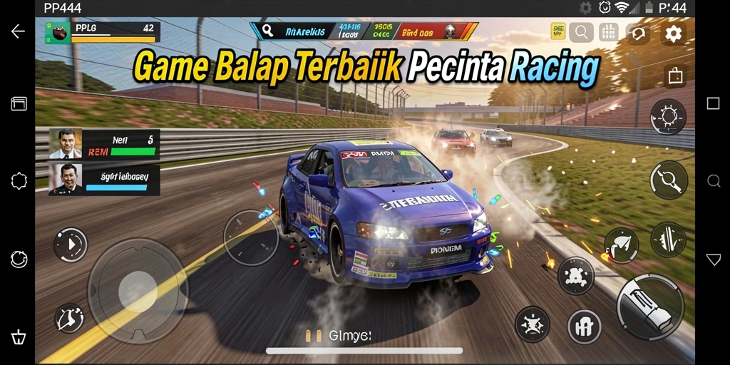 Tampilan gameplay PP444 yang seru dan kompetitif di lintasan balap.