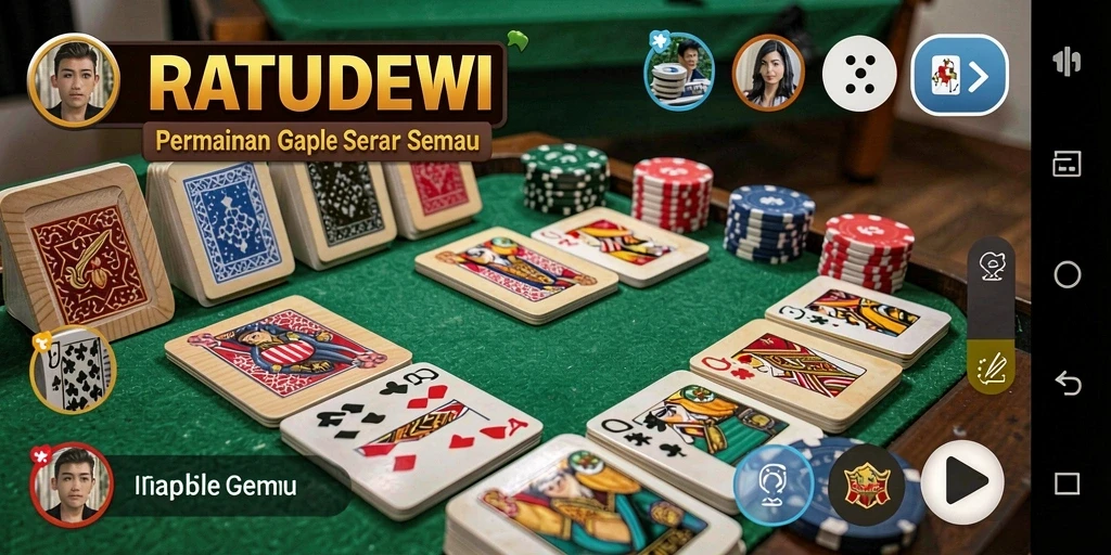 Tampilan gameplay seru dalam permainan Gaple di RATUDEWI.