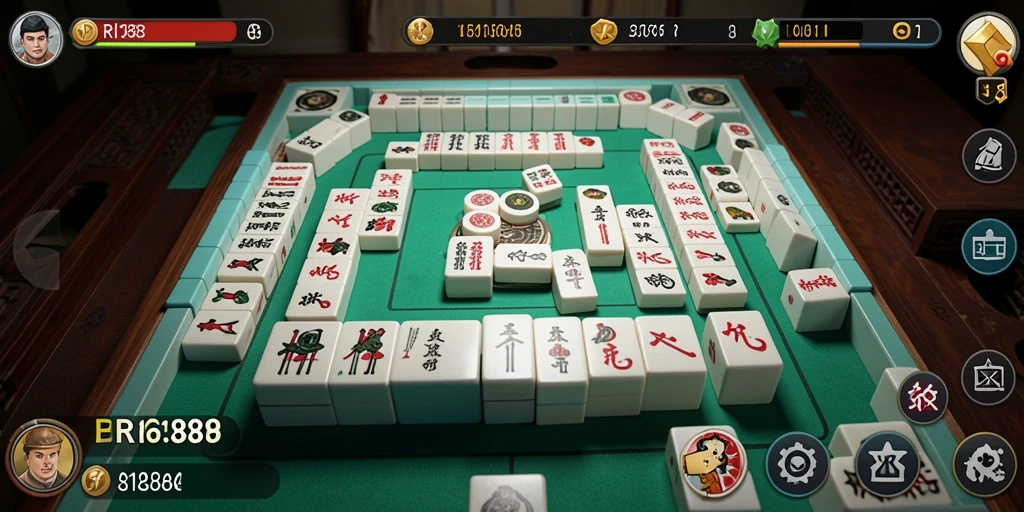 Screenshot gameplay RI188 menampilkan aksi seru permainan Mahjong.