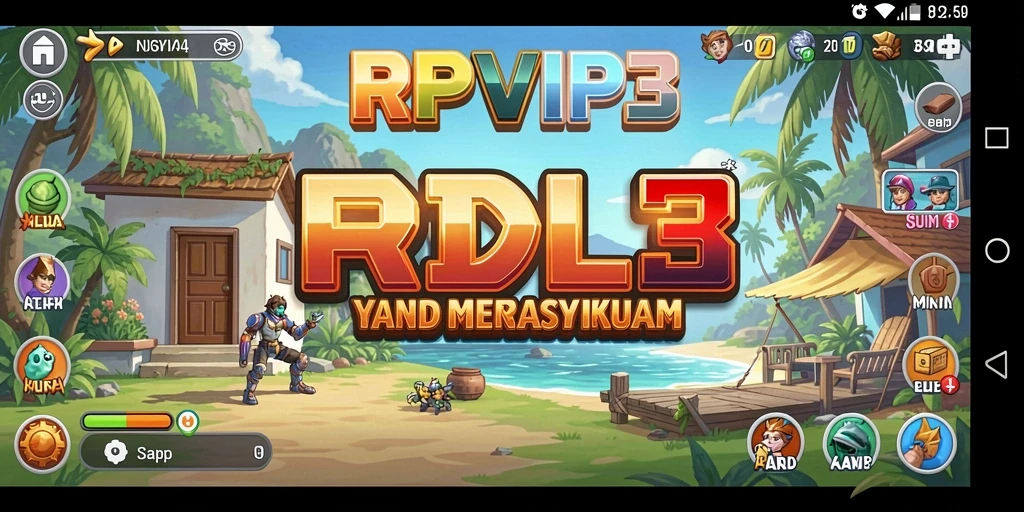 Tampilan gameplay RPVIP3 yang menampilkan pengumpulan sumber daya otomatis.
