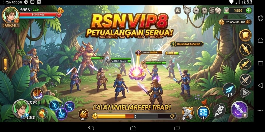 Gameplay RSNVIP8 yang menampilkan karakter petualangan yang menantang.