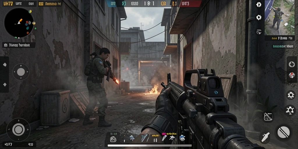 Gameplay UH77 yang intens dan mendebarkan saat bertempur melawan musuh.