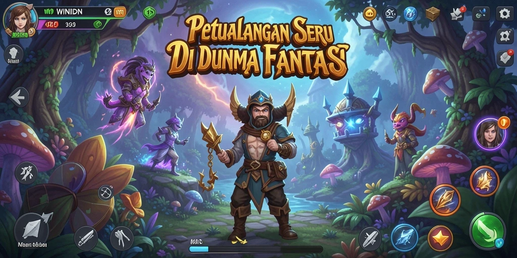 Tangkapan layar permainan WINIDN menampilkan gameplay penuh aksi petualangan.