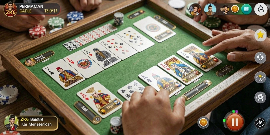 Screenshot gameplay seru ZK6 yang menampilkan momen bermain Gaple.